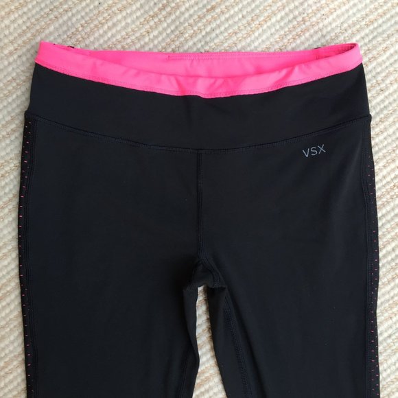 Victoria's Secret 'knockout' crop black & pink legging - size XS - Picture 2 of 8
